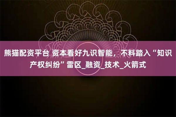 熊猫配资平台 资本看好九识智能，不料踏入“知识产权纠纷”雷区_融资_技术_火箭式